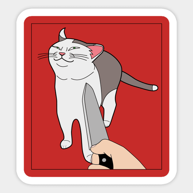 Smug Knife Cat Meme Sticker by Sashen